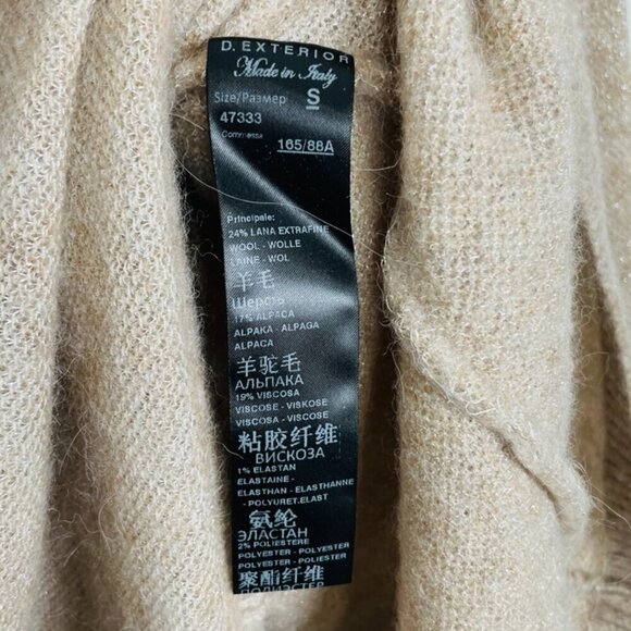 D.Exterior Almond Wool & Alpaca Fringe Luxury Sweater w/ Fringe Sz. Small - Picture 12 of 12